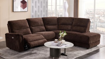 Cozy Chocolate Single Power Reclining Sectional 